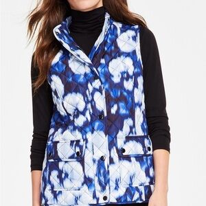 Jones New York Blue and White Women's Quilted Vest